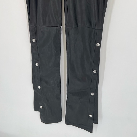 Alexander Wang Faux Leather Snap Side Leg Button Detail Stretch Washable Pants - Picture 4 of 8